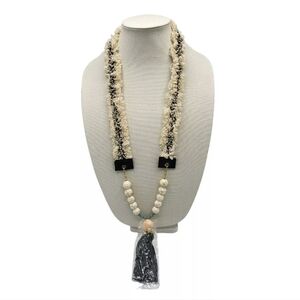 New Vintage January Plunder Posse Natural Stone & Tassel Necklace & Earring Set